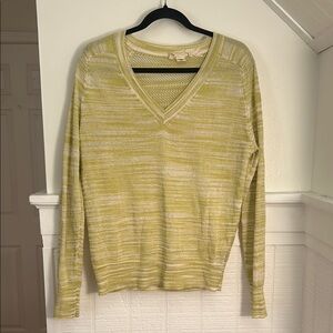 Anthropologie MOTH Greenish Yellow Lightweight V Neck Sweater size Medium
